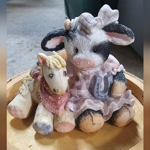 Vintage 1993 Mary's Moo Moos "I'm Lucky To Know You" Figurine